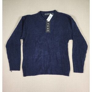 Vintage Pazzo Sweater Mens Medium M Blue Ribbed Acrylic Pullover‎ V Neck Y2K NWT